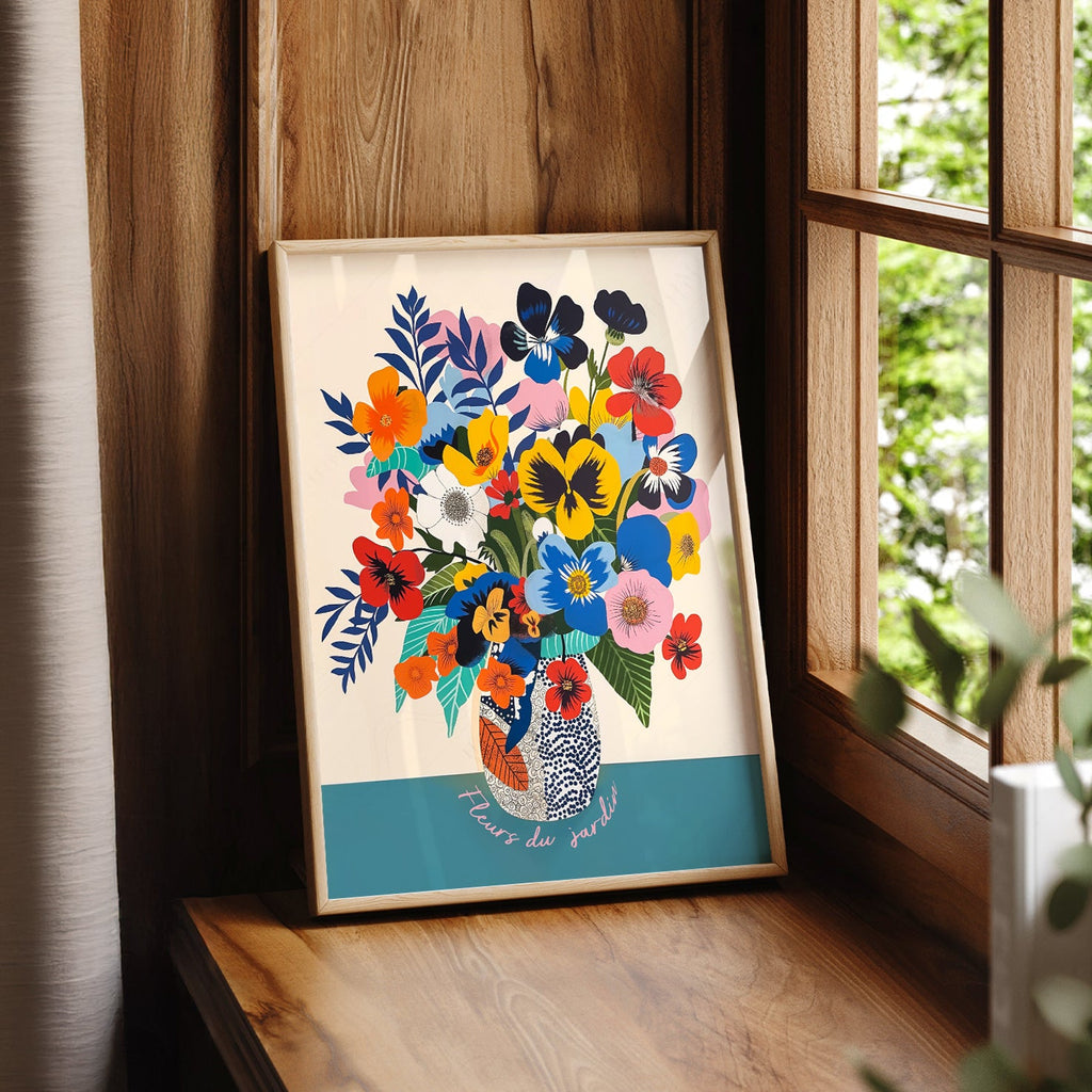 Fleurs du Jardin Flower Bouquet Art Print – Colorful Botanical Poster