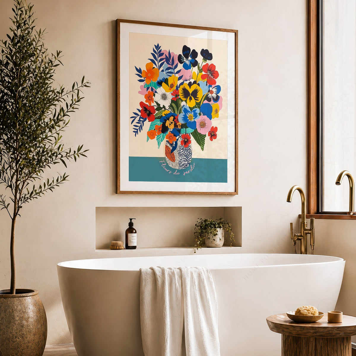 Fleurs du Jardin Flower Bouquet Art Print – Colorful Botanical Poster