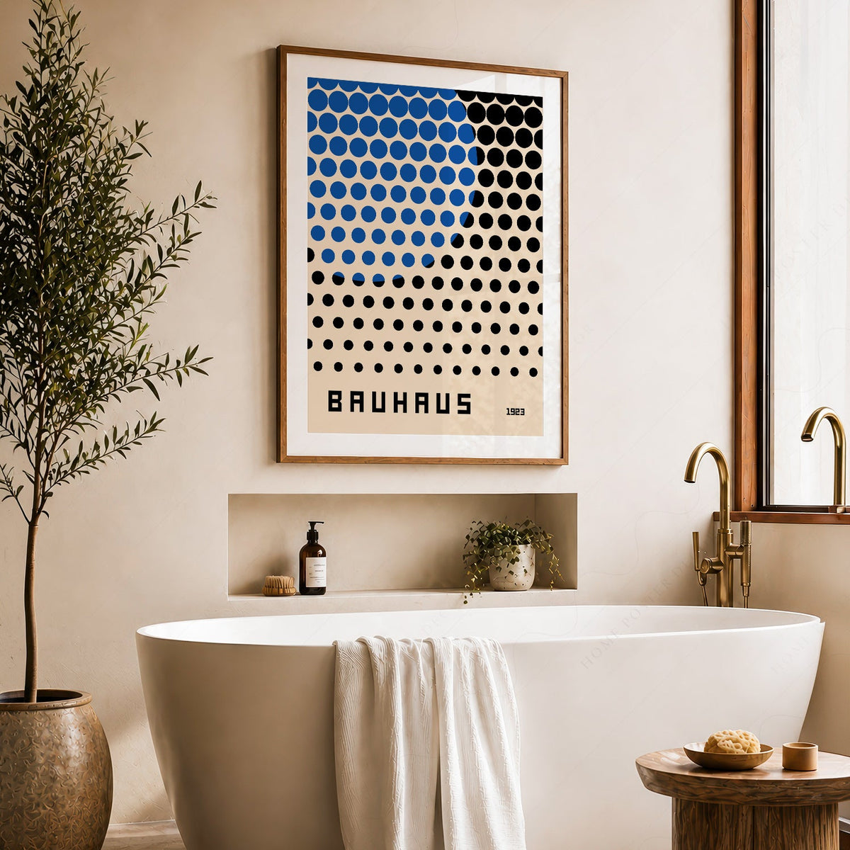 Affiche d'exposition Bauhaus 1923 – Impression murale à pois bleus et noirs