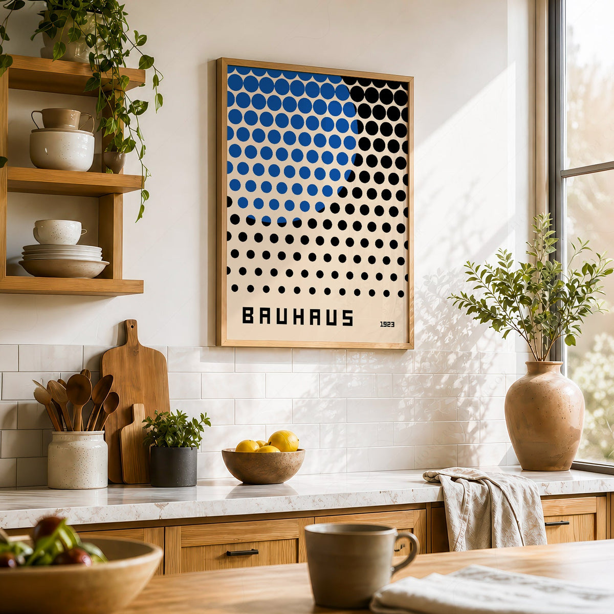 Affiche d'exposition Bauhaus 1923 – Impression murale à pois bleus et noirs