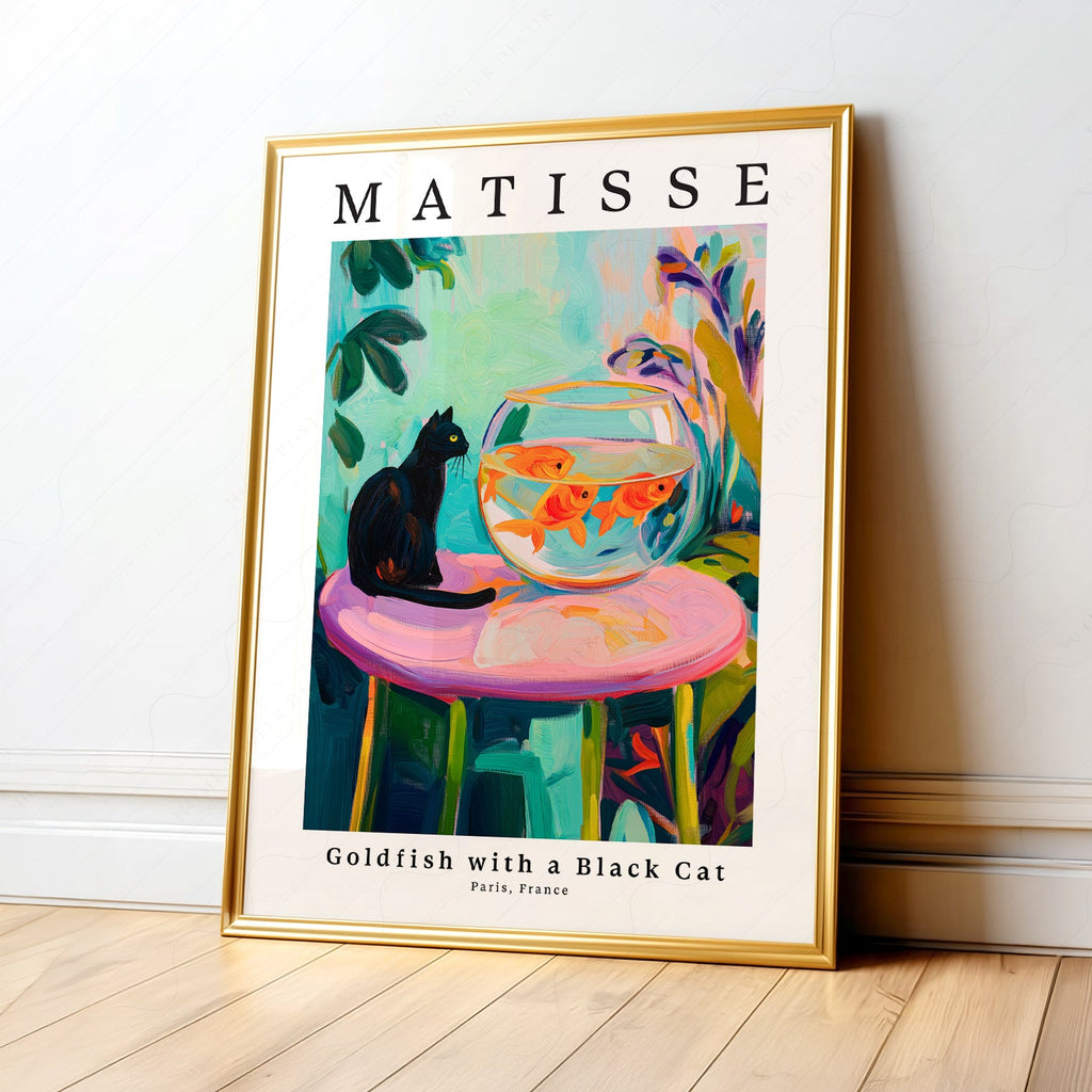 Henri Matisse Goldfish with a Black Cat Print – Colorful Wall Art Poster