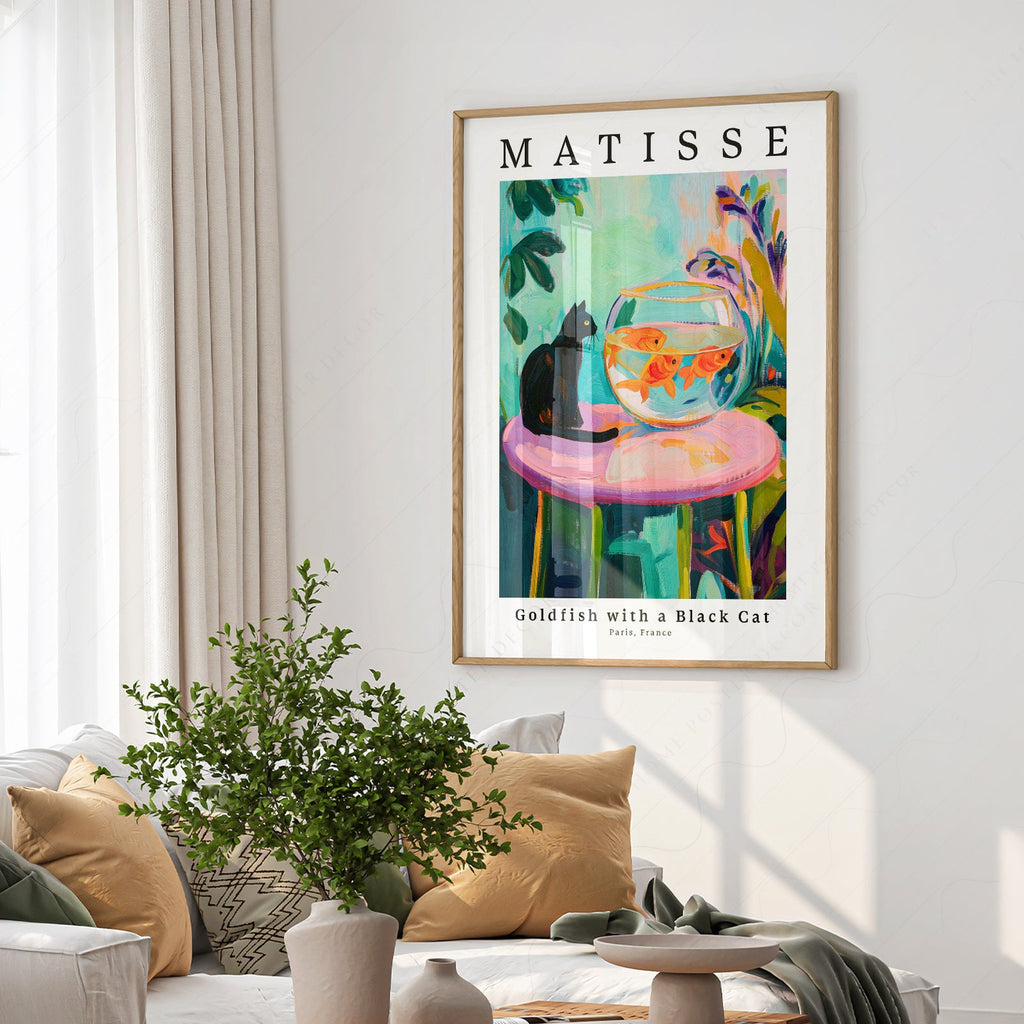 Henri Matisse Goldfish with a Black Cat Print – Colorful Wall Art Poster
