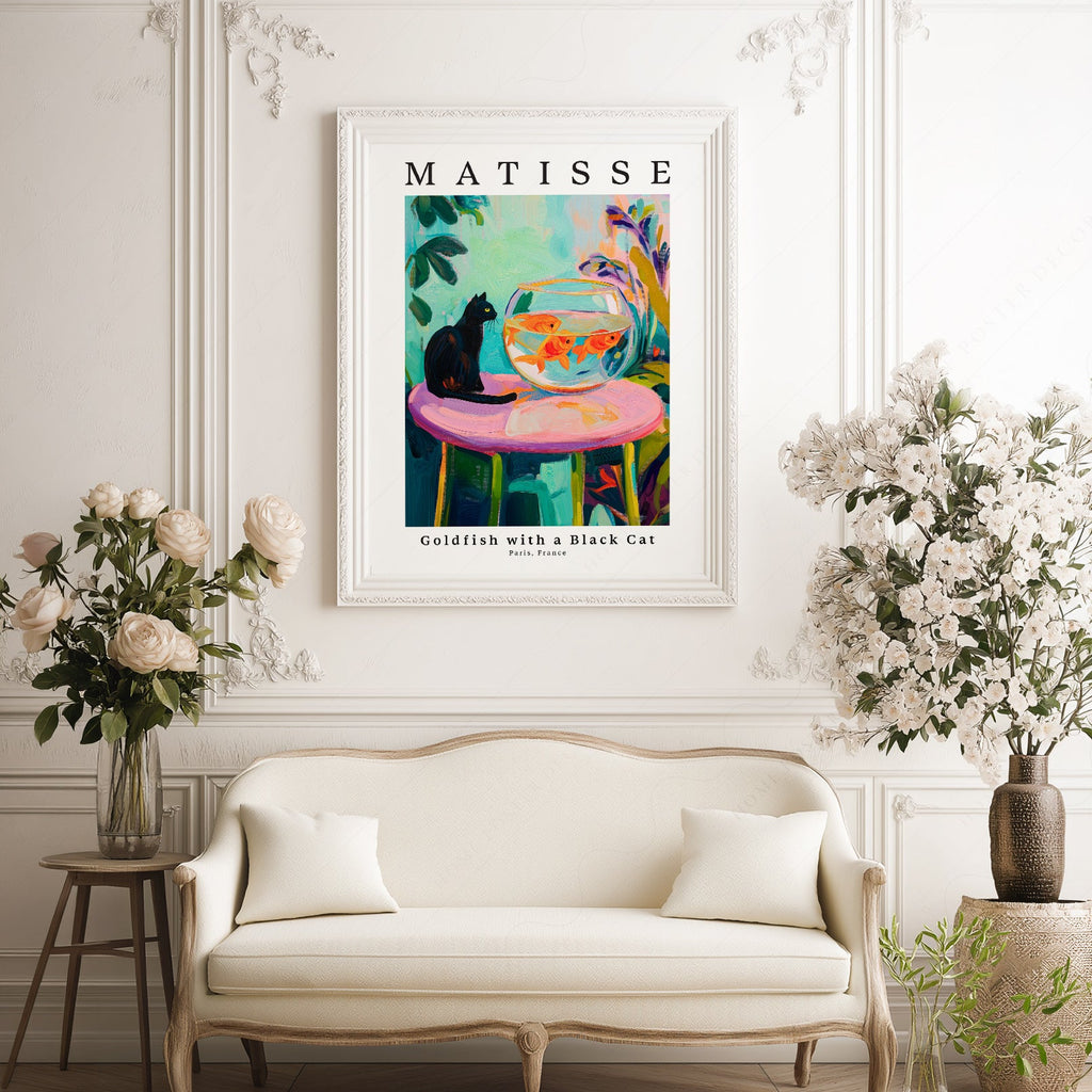 Henri Matisse Goldfish with a Black Cat Print – Colorful Wall Art Poster
