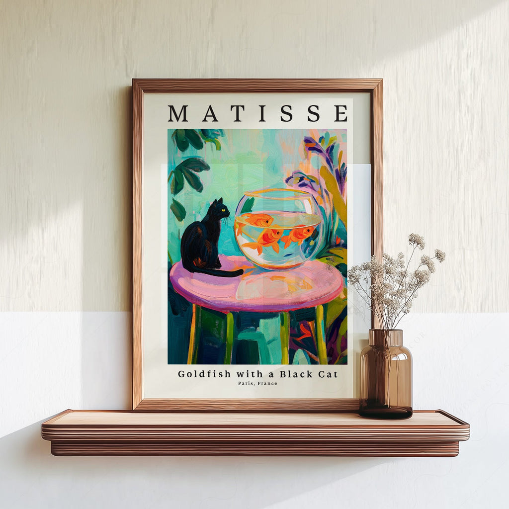 Henri Matisse Goldfish with a Black Cat Print – Colorful Wall Art Poster