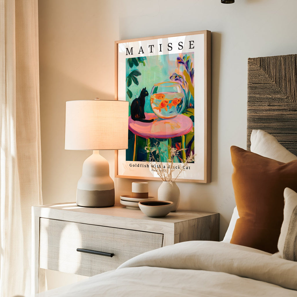 Henri Matisse Goldfish with a Black Cat Print – Colorful Wall Art Poster
