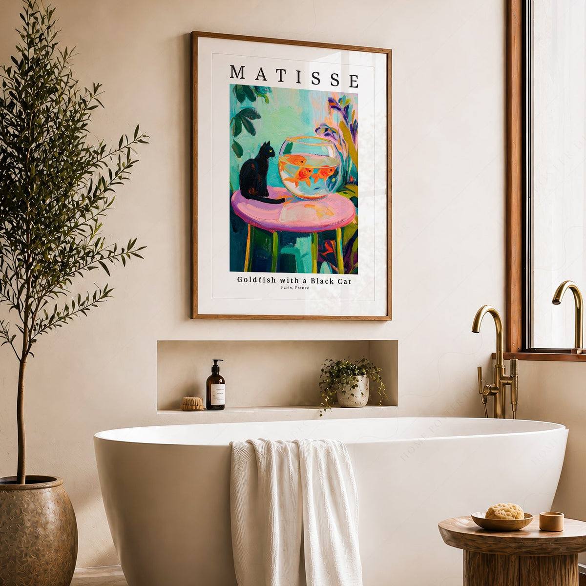 Henri Matisse Goldfish with a Black Cat Print – Colorful Wall Art Poster