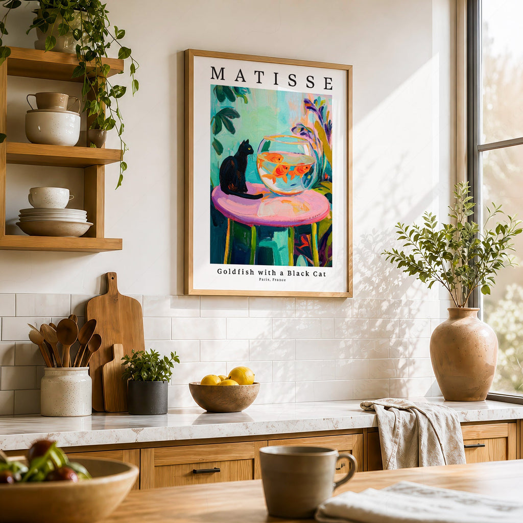 Henri Matisse Goldfish with a Black Cat Print – Colorful Wall Art Poster
