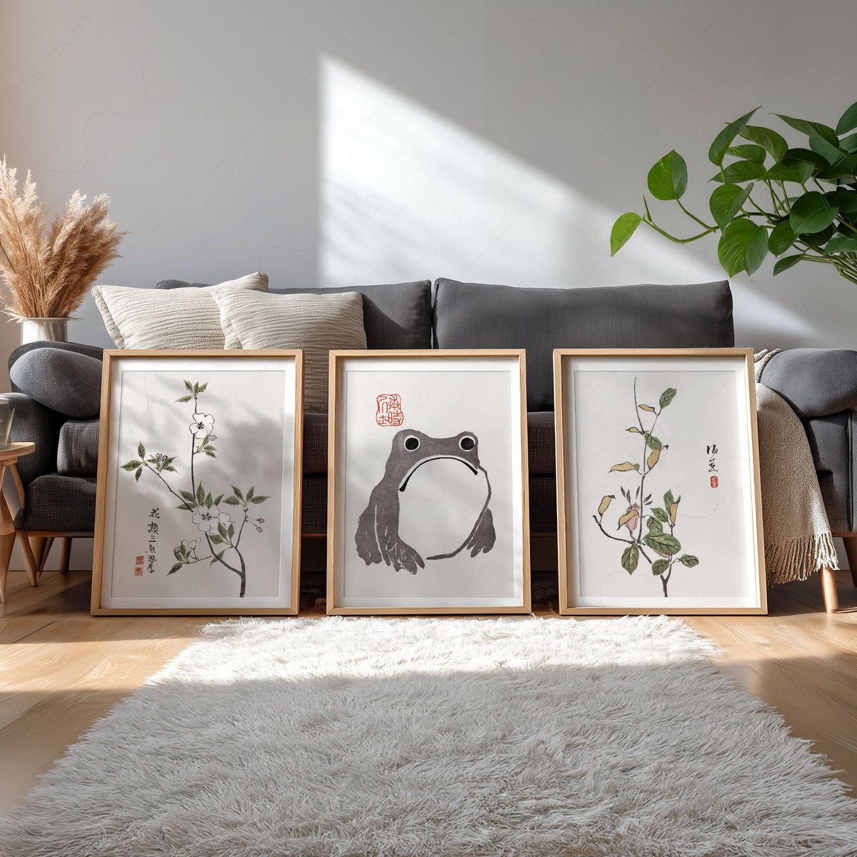 Matsumoto Hoji Frog Art Print Set – Japanese Botanical Wall Art Poster