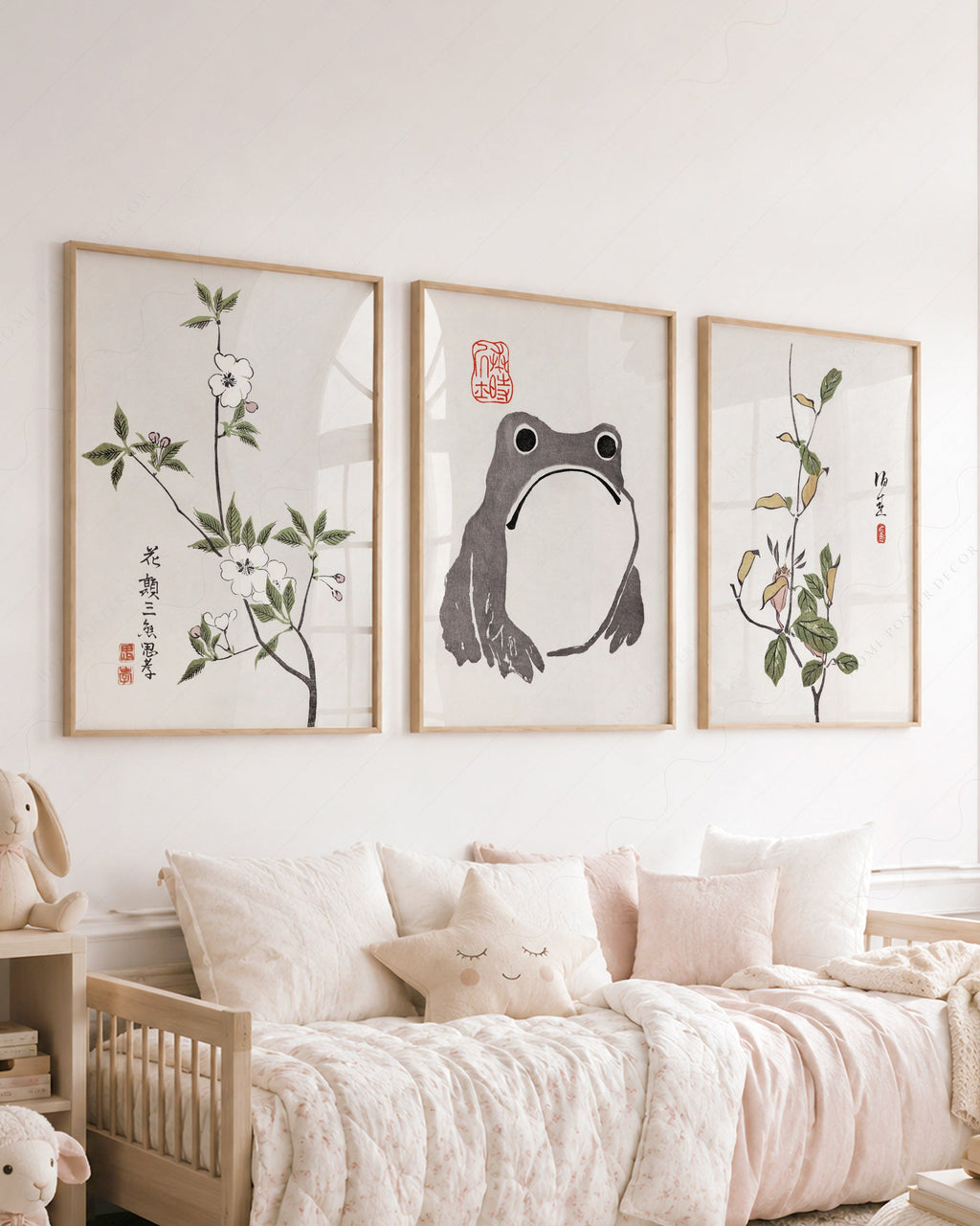 Matsumoto Hoji Frog Art Print Set – Japanese Botanical Wall Art Poster