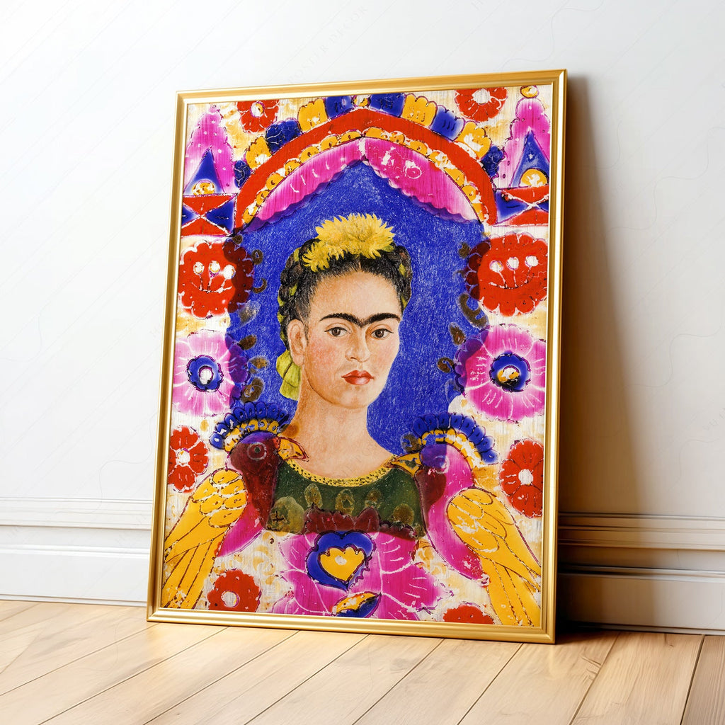Frida Kahlo Self-Portrait The Frame Art Print – Mexican Folk Art Poster