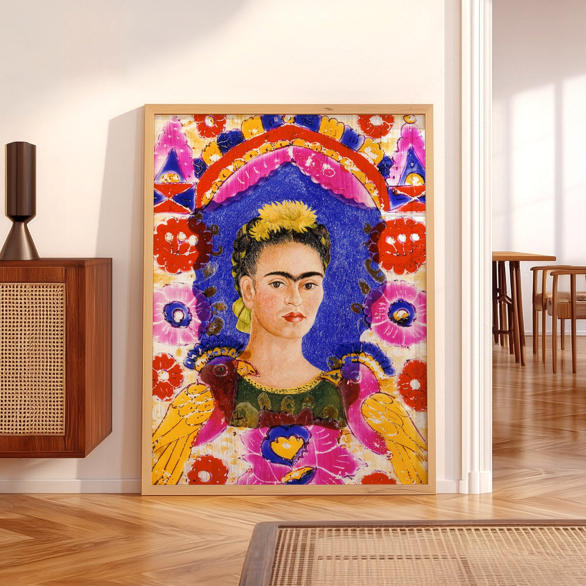Frida Kahlo Self-Portrait The Frame Art Print – Mexican Folk Art Poster