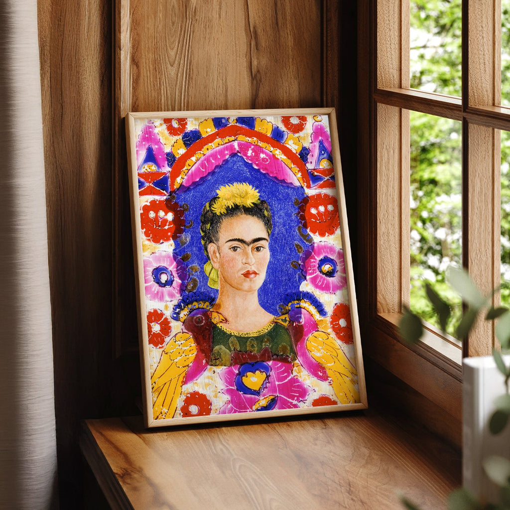 Frida Kahlo Self-Portrait The Frame Art Print – Mexican Folk Art Poster