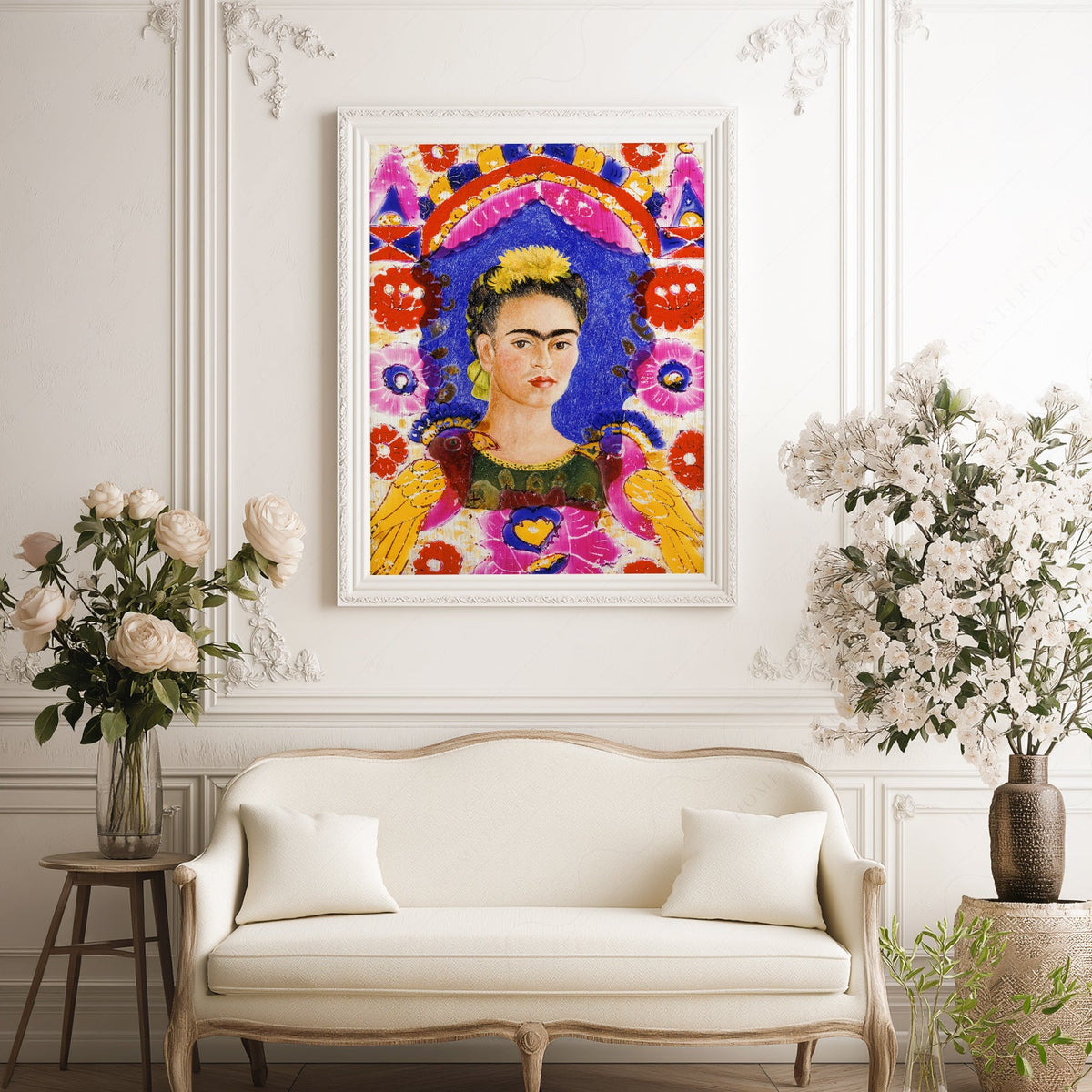 Frida Kahlo Self-Portrait The Frame Art Print – Mexican Folk Art Poster