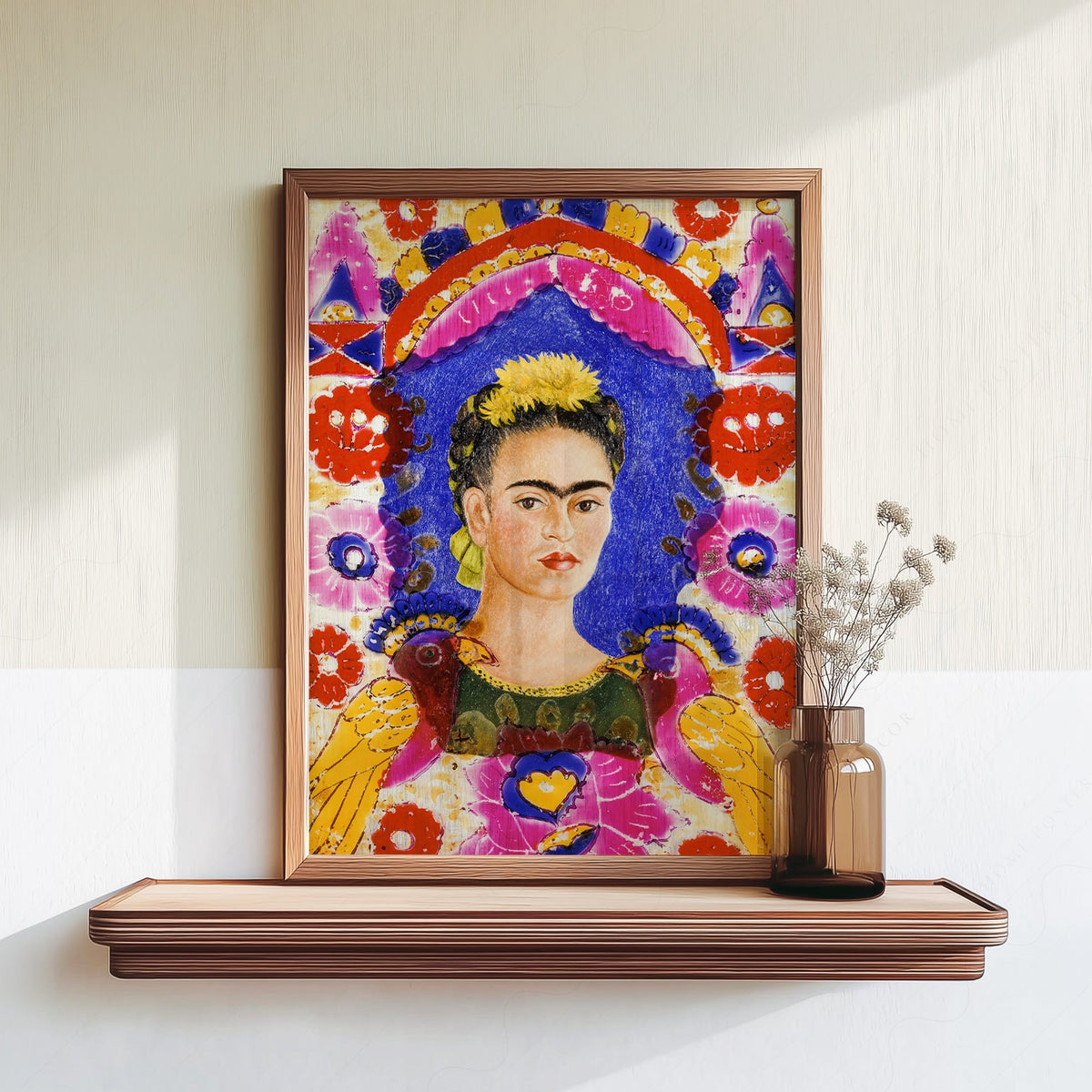Frida Kahlo Self-Portrait The Frame Art Print – Mexican Folk Art Poster