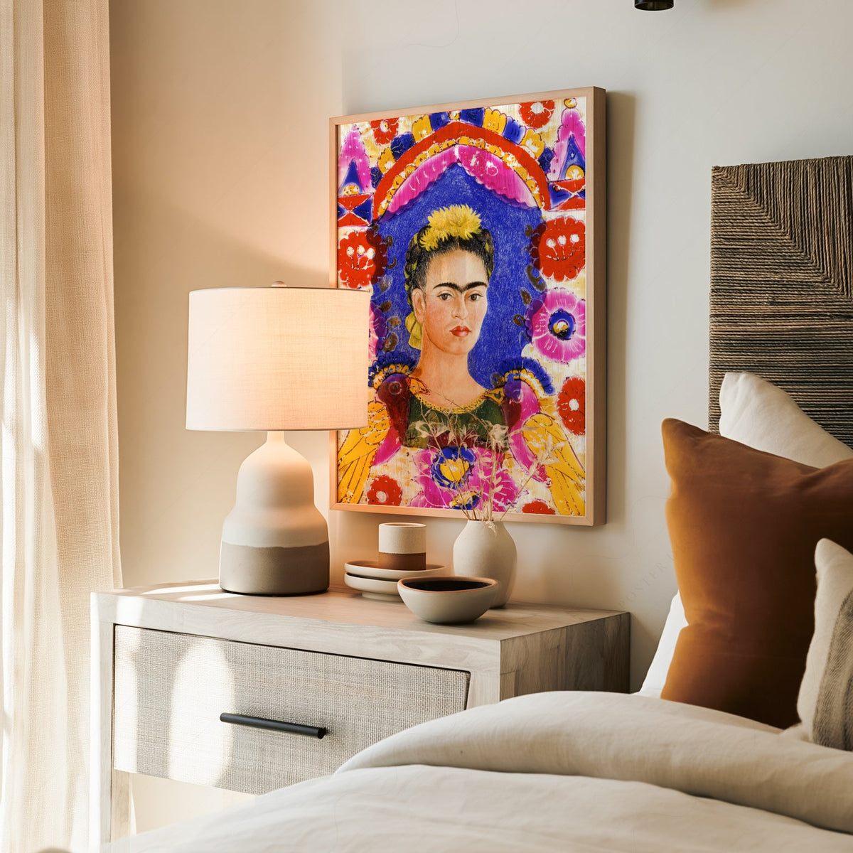 Frida Kahlo Self-Portrait The Frame Art Print – Mexican Folk Art Poster