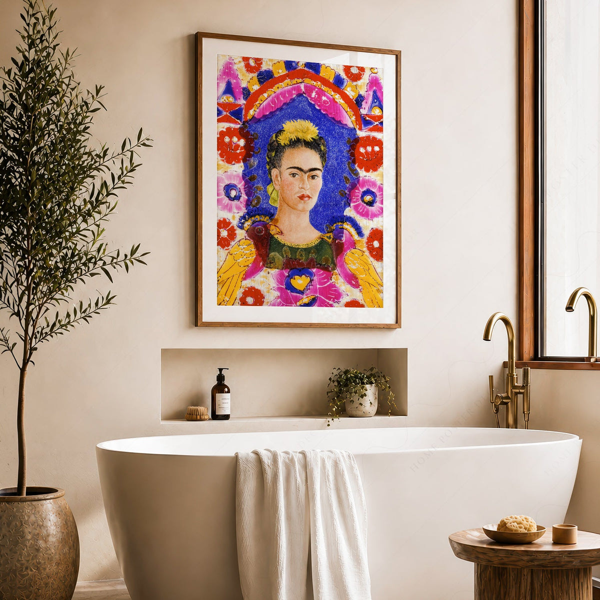 Frida Kahlo Self-Portrait The Frame Art Print – Mexican Folk Art Poster