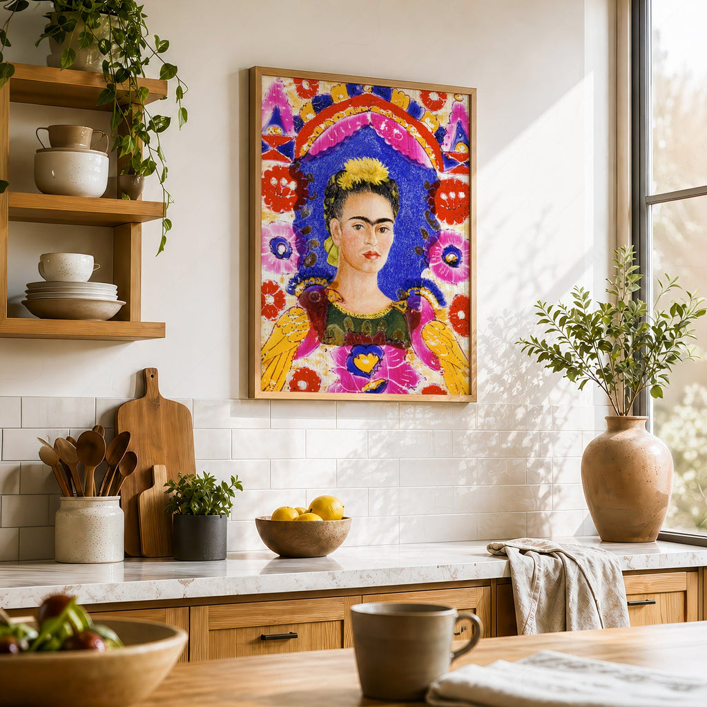 Frida Kahlo Self-Portrait The Frame Art Print – Mexican Folk Art Poster