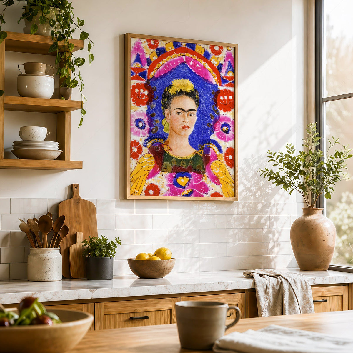 Frida Kahlo Self-Portrait The Frame Art Print – Mexican Folk Art Poster