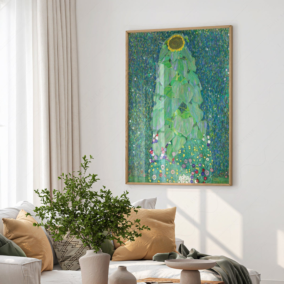 Gustav Klimt Sunflower Art Print – Art Nouveau Floral Wall Decor