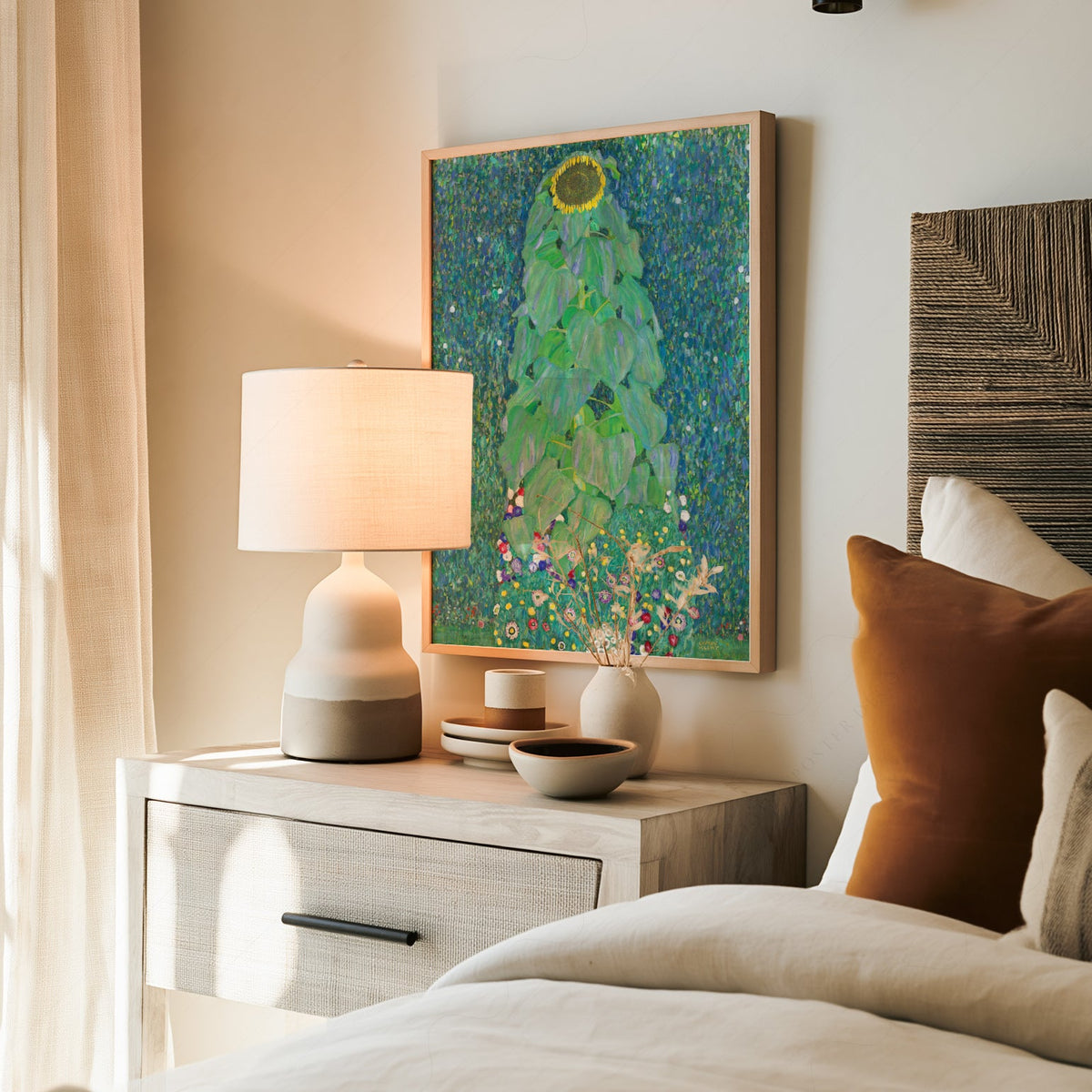 Gustav Klimt Sunflower Art Print – Art Nouveau Floral Wall Decor