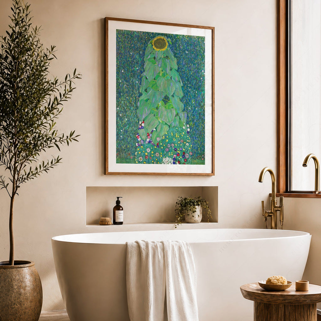 Gustav Klimt Sunflower Art Print – Art Nouveau Floral Wall Decor