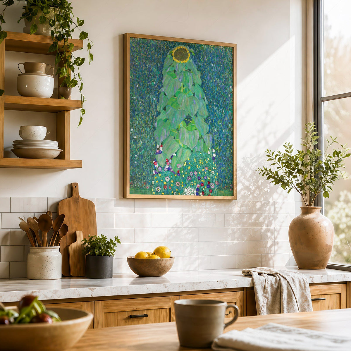 Gustav Klimt Sunflower Art Print – Art Nouveau Floral Wall Decor