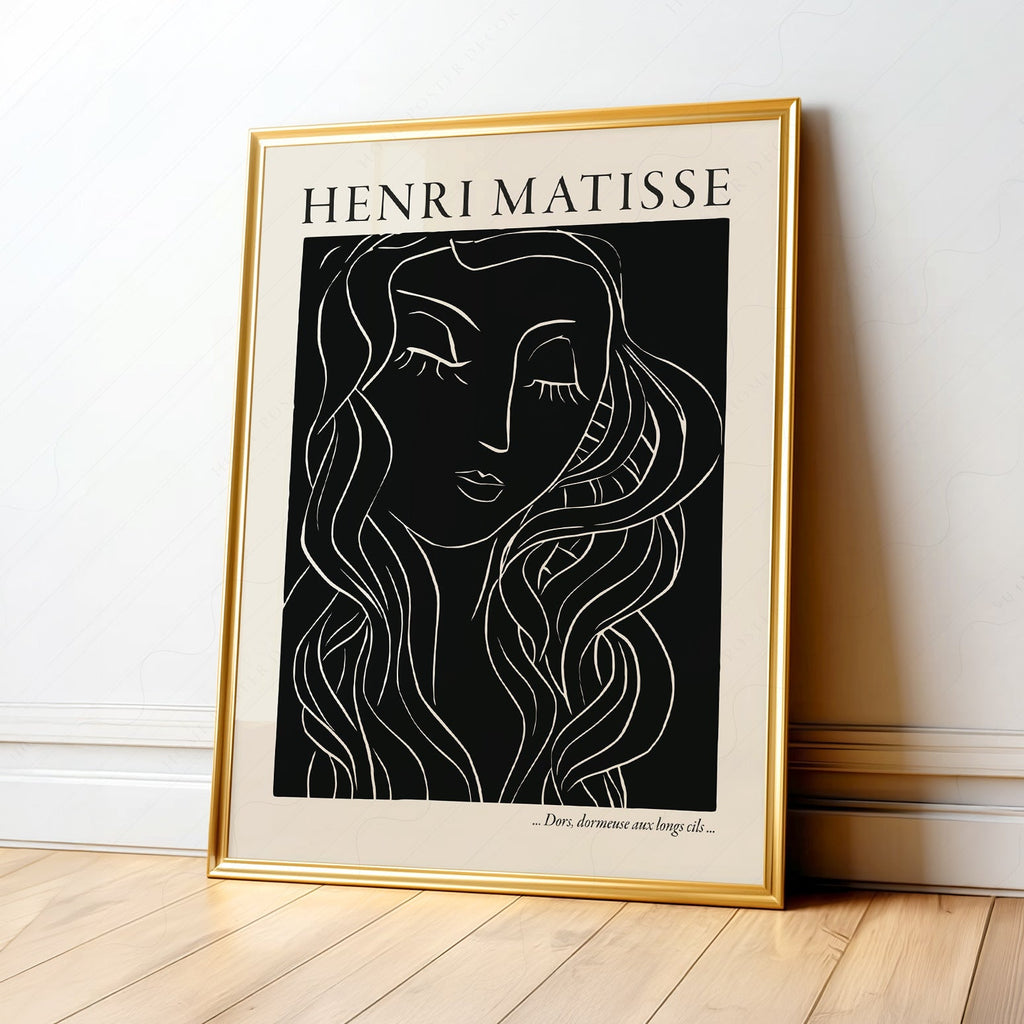 Estampe artistique Henri Matisse Dors Dormeuse – Décor mural d'art linéaire moderne