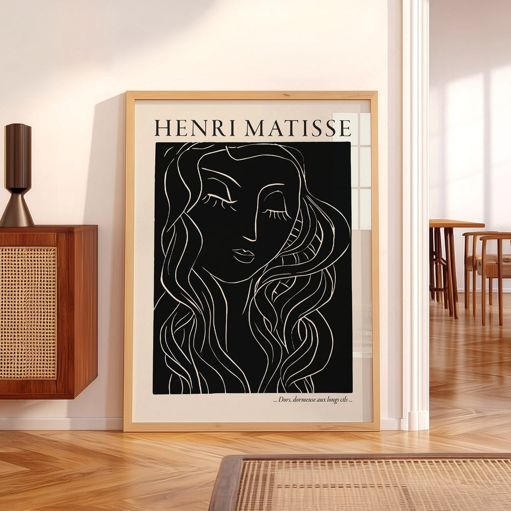 Estampe artistique Henri Matisse Dors Dormeuse – Décor mural d'art linéaire moderne