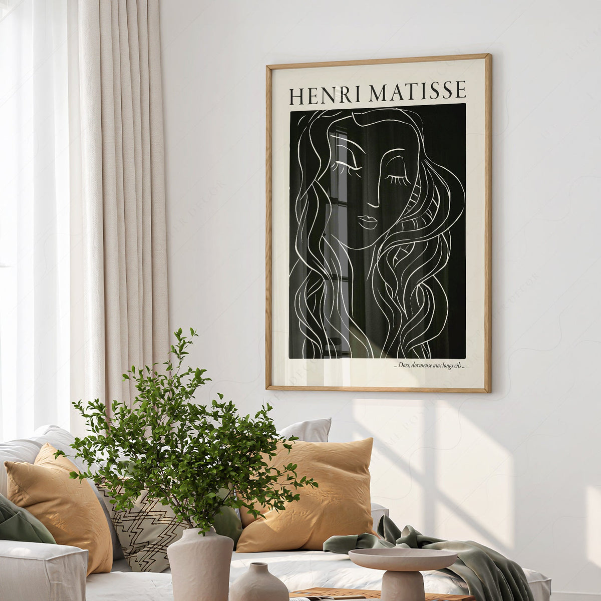 Estampe artistique Henri Matisse Dors Dormeuse – Décor mural d'art linéaire moderne