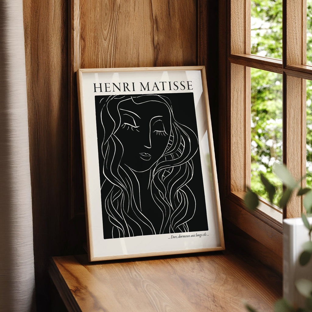 Estampe artistique Henri Matisse Dors Dormeuse – Décor mural d'art linéaire moderne