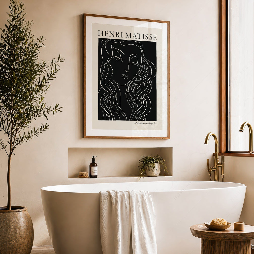 Estampe artistique Henri Matisse Dors Dormeuse – Décor mural d'art linéaire moderne