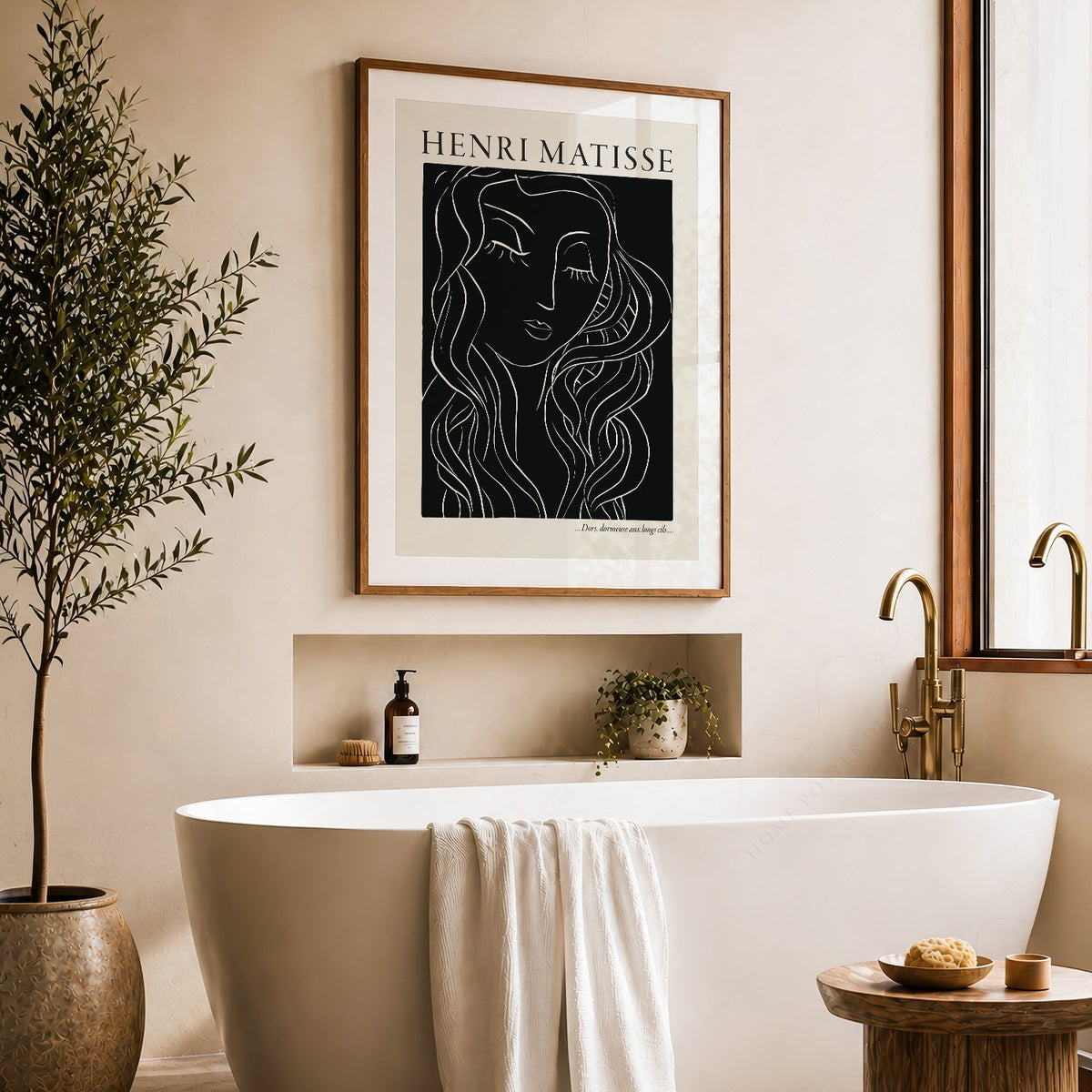 Estampe artistique Henri Matisse Dors Dormeuse – Décor mural d'art linéaire moderne