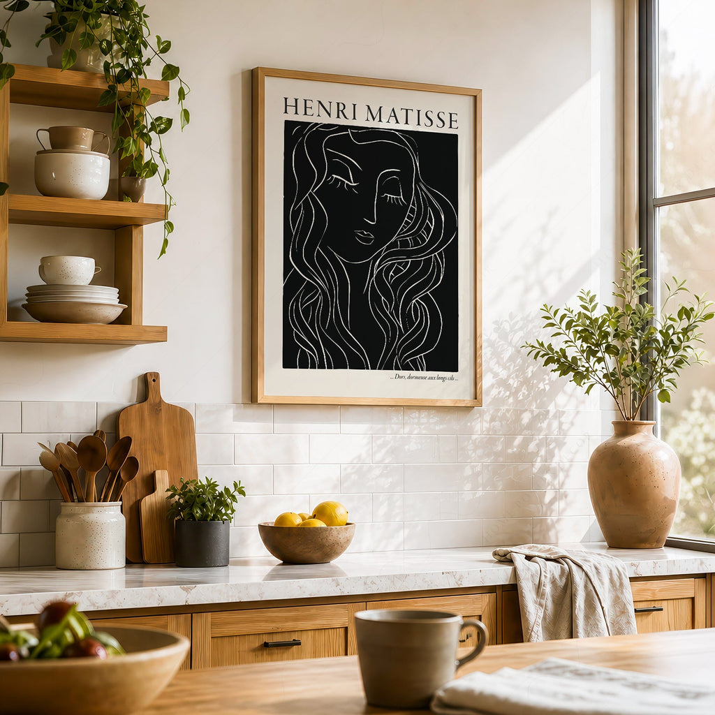 Estampe artistique Henri Matisse Dors Dormeuse – Décor mural d'art linéaire moderne