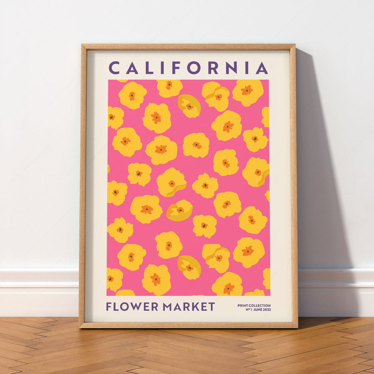 California Flower Market Print – Golden Poppy Floral Wall Art Poster