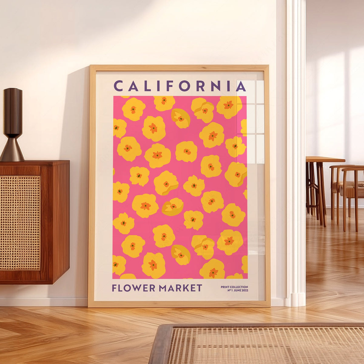 California Flower Market Print – Golden Poppy Floral Wall Art Poster