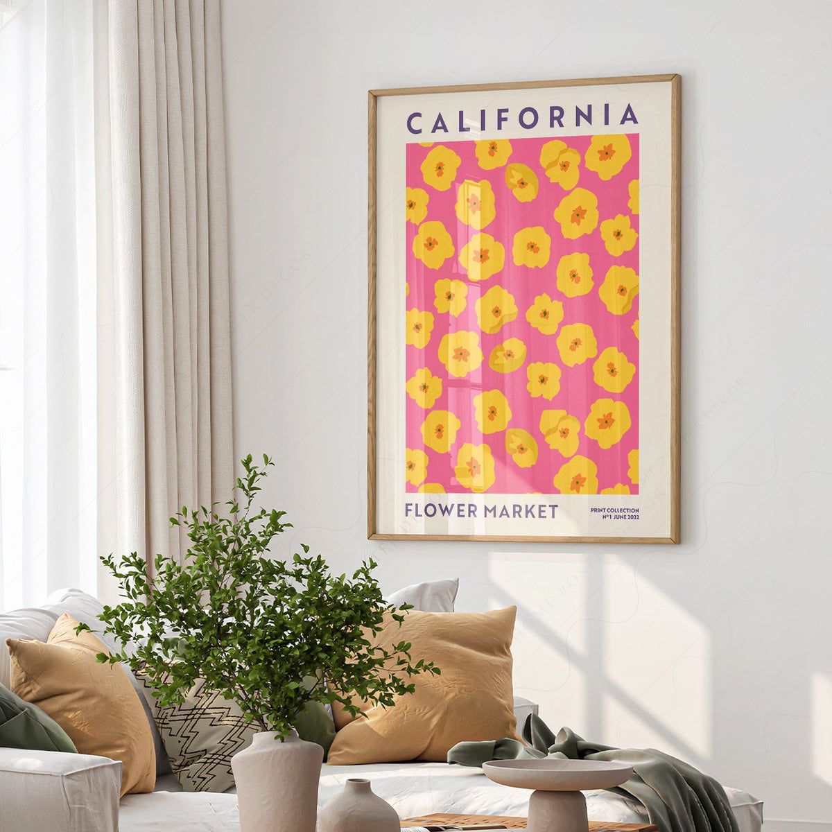 California Flower Market Print – Golden Poppy Floral Wall Art Poster