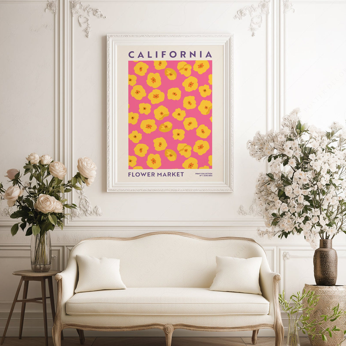 California Flower Market Print – Golden Poppy Floral Wall Art Poster
