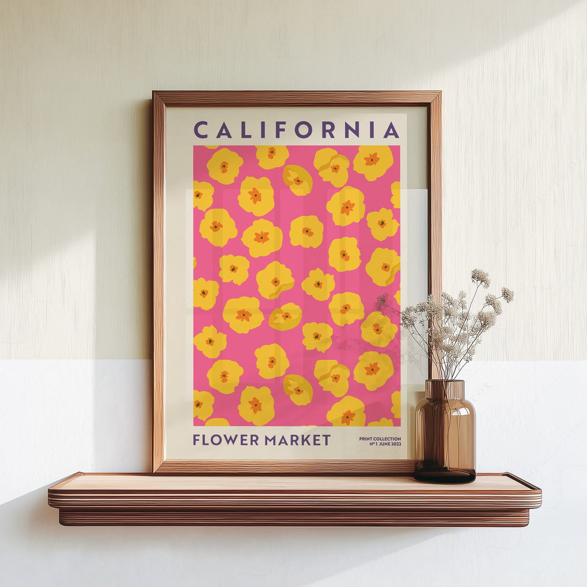 California Flower Market Print – Golden Poppy Floral Wall Art Poster