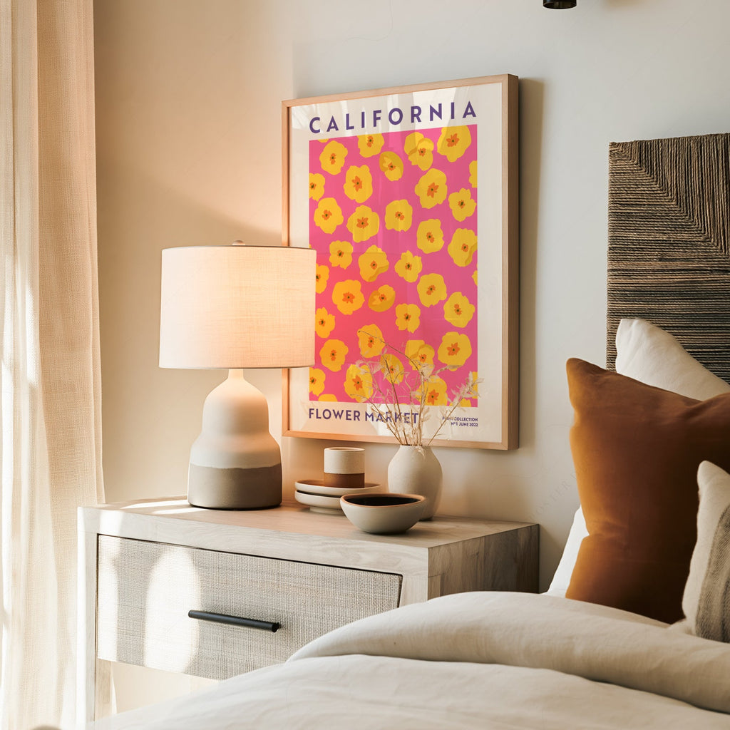 California Flower Market Print – Golden Poppy Floral Wall Art Poster