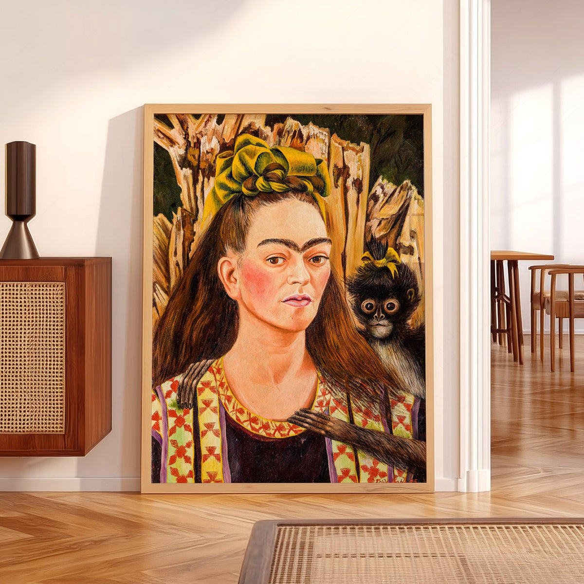 Frida Kahlo Self-Portrait with Monkey Art Print – Mexican Wall Art