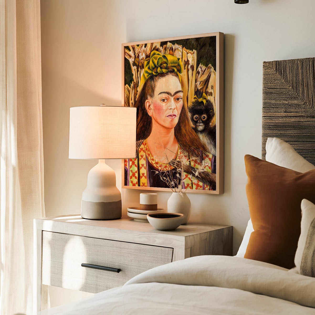 Frida Kahlo Self-Portrait with Monkey Art Print – Mexican Wall Art