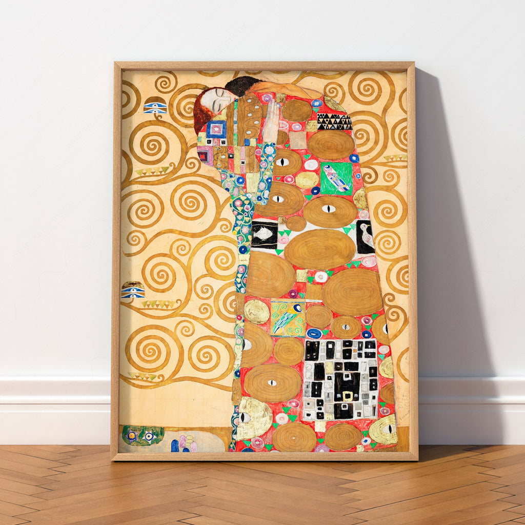 Gustav Klimt L'Accomplissement Impression d'art – Affiche murale dorée Art nouveau