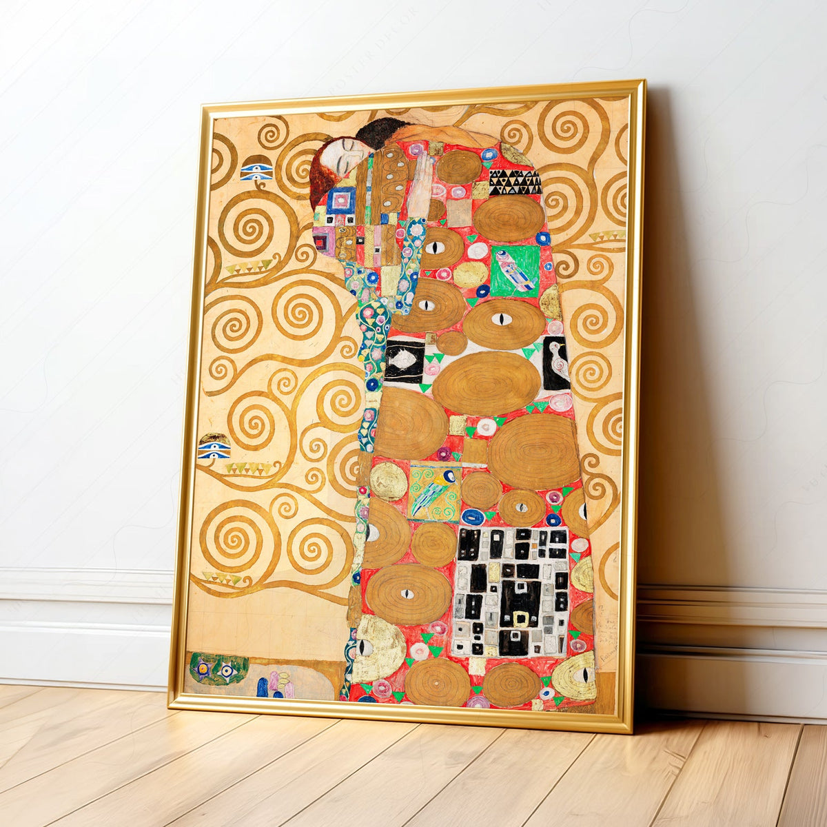 Gustav Klimt L'Accomplissement Impression d'art – Affiche murale dorée Art nouveau