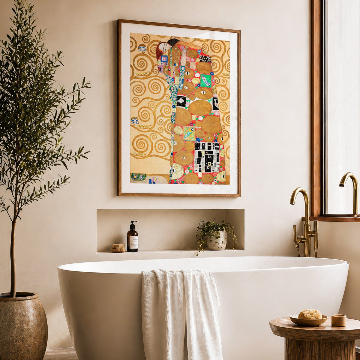 Gustav Klimt L'Accomplissement Impression d'art – Affiche murale dorée Art nouveau