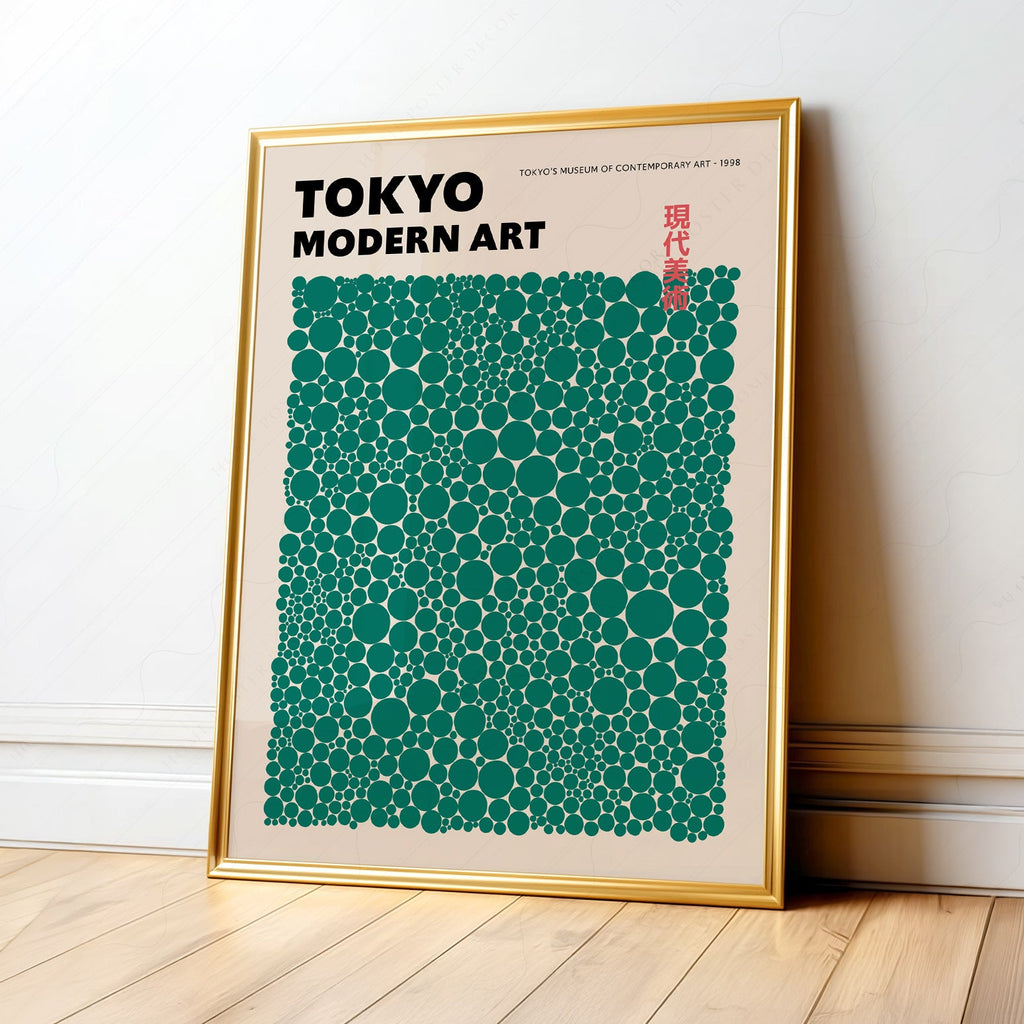 Yayoi Kusama Green Dots Exhibition Poster – Contemporary Japanese Wall Art