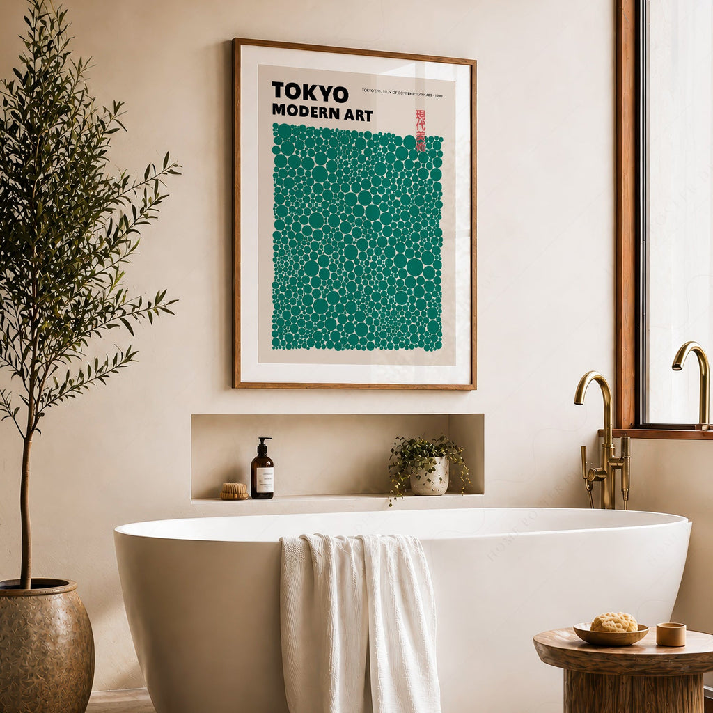 Yayoi Kusama Green Dots Exhibition Poster – Contemporary Japanese Wall Art