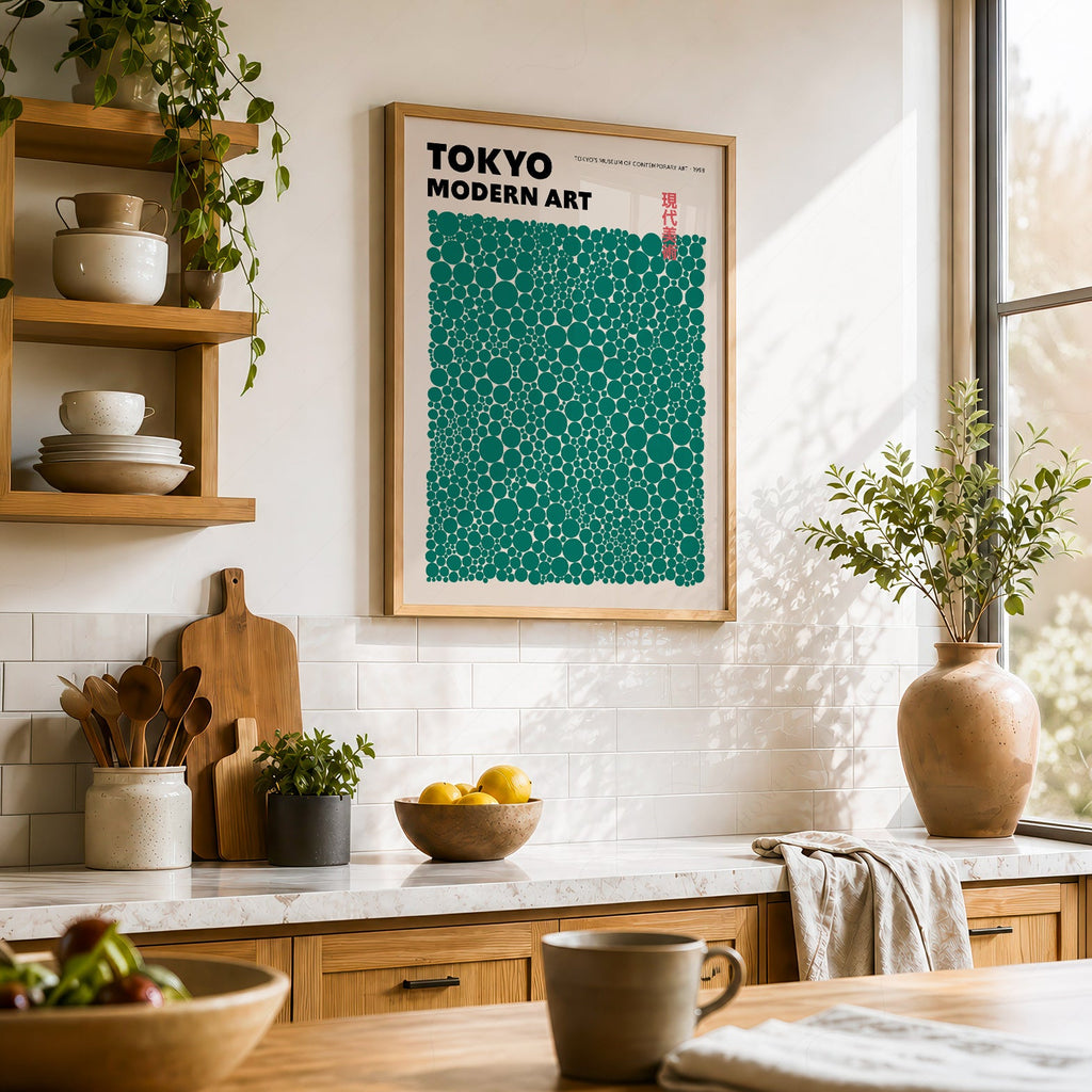 Yayoi Kusama Green Dots Exhibition Poster – Contemporary Japanese Wall Art