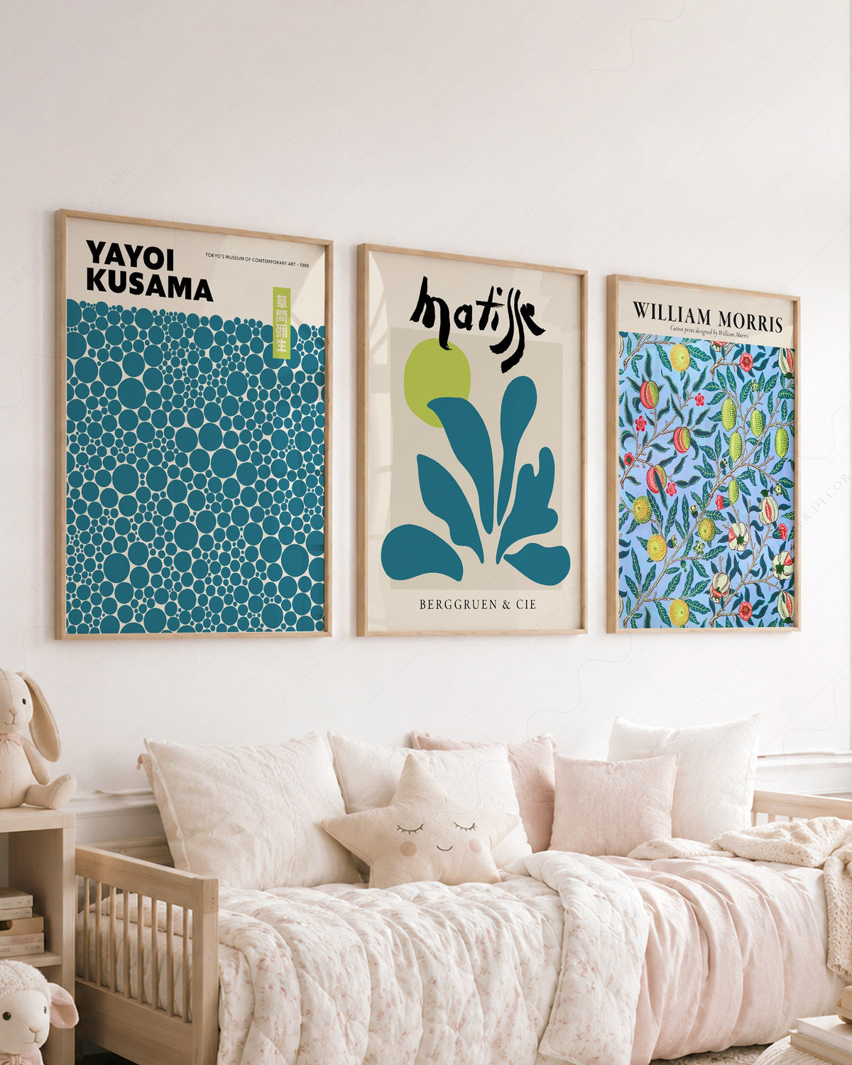 Kusama Matisse Morris Gallery Wall Set of 3 – Teal Blue Art Prints