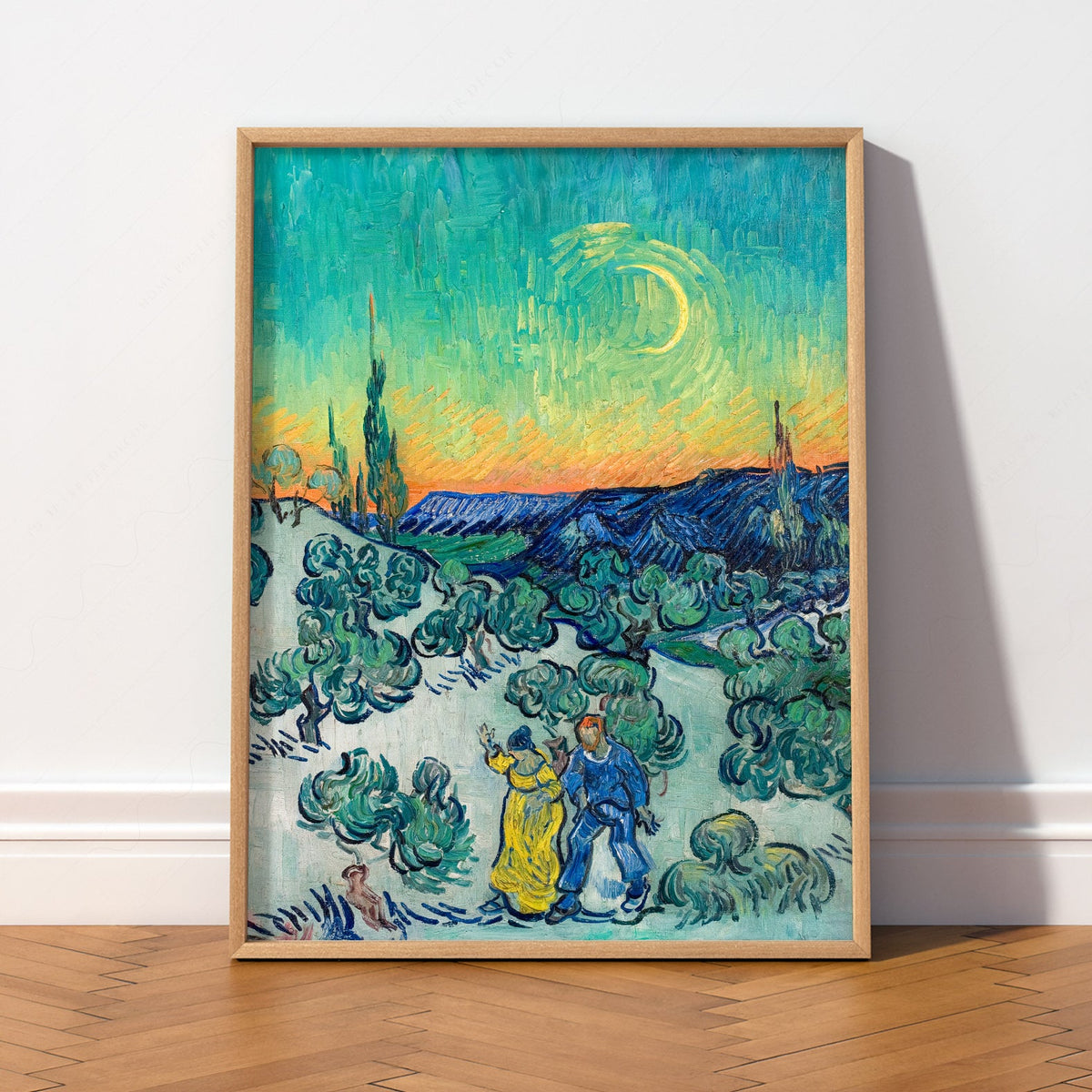 Van Gogh A Walk at Twilight Art Print – Famous Painting Wall Decor