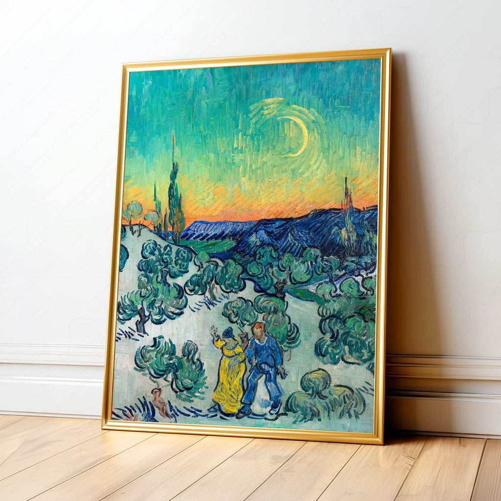 Van Gogh A Walk at Twilight Art Print – Famous Painting Wall Decor